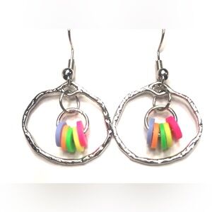Handmade Multi Color Neon Hoop Earrings Women Summer Gift